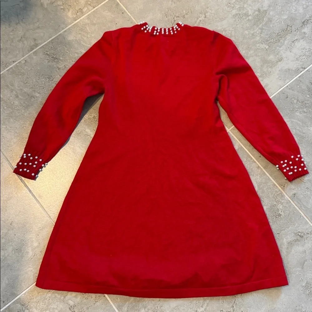 Girls Sweater Dress with Pearl Accents